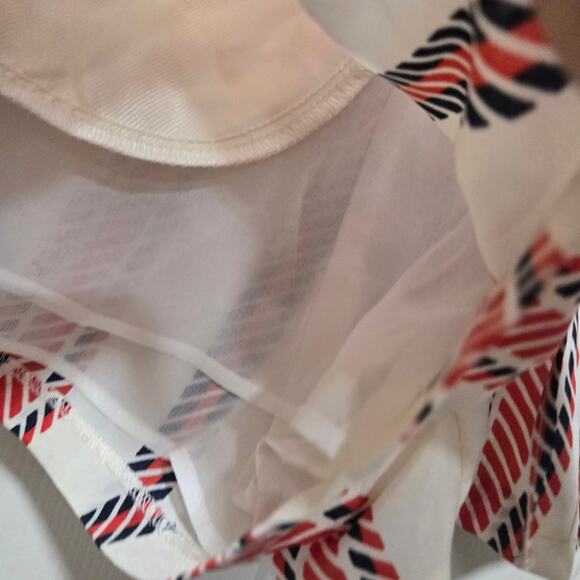 Zara Basic Rope Stripe Pull-On Shorts Large Ivory Red Navy - Picture 6 of 9